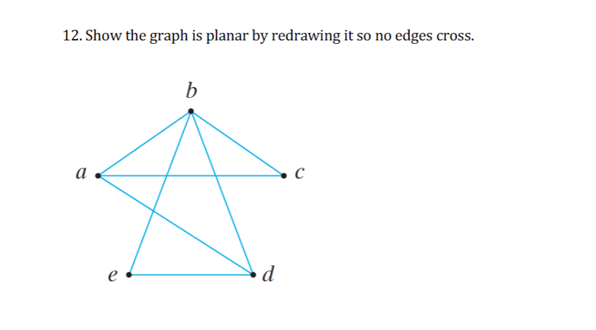 time. a b C \f12. Show the graph is planar by redrawing
