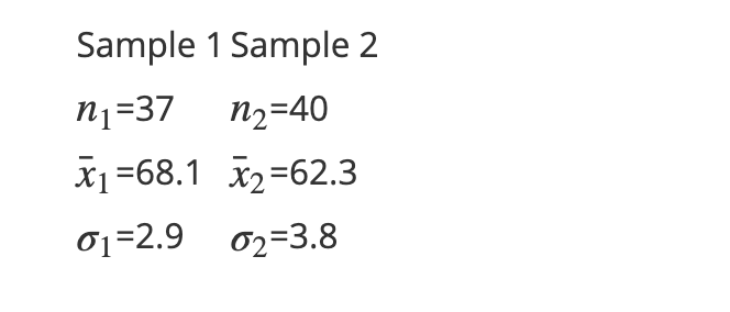 Use the following sample information to construct a 98% confidence interval for