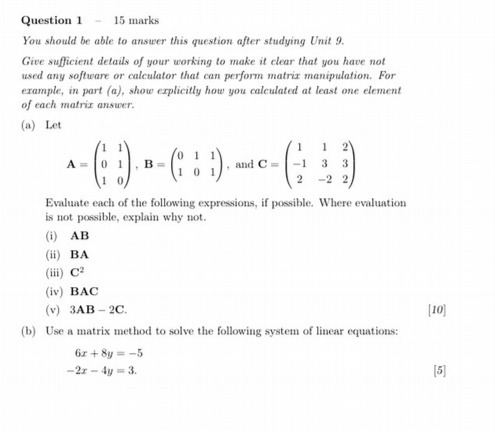 Question 1 - 15 marks You should be able to answer