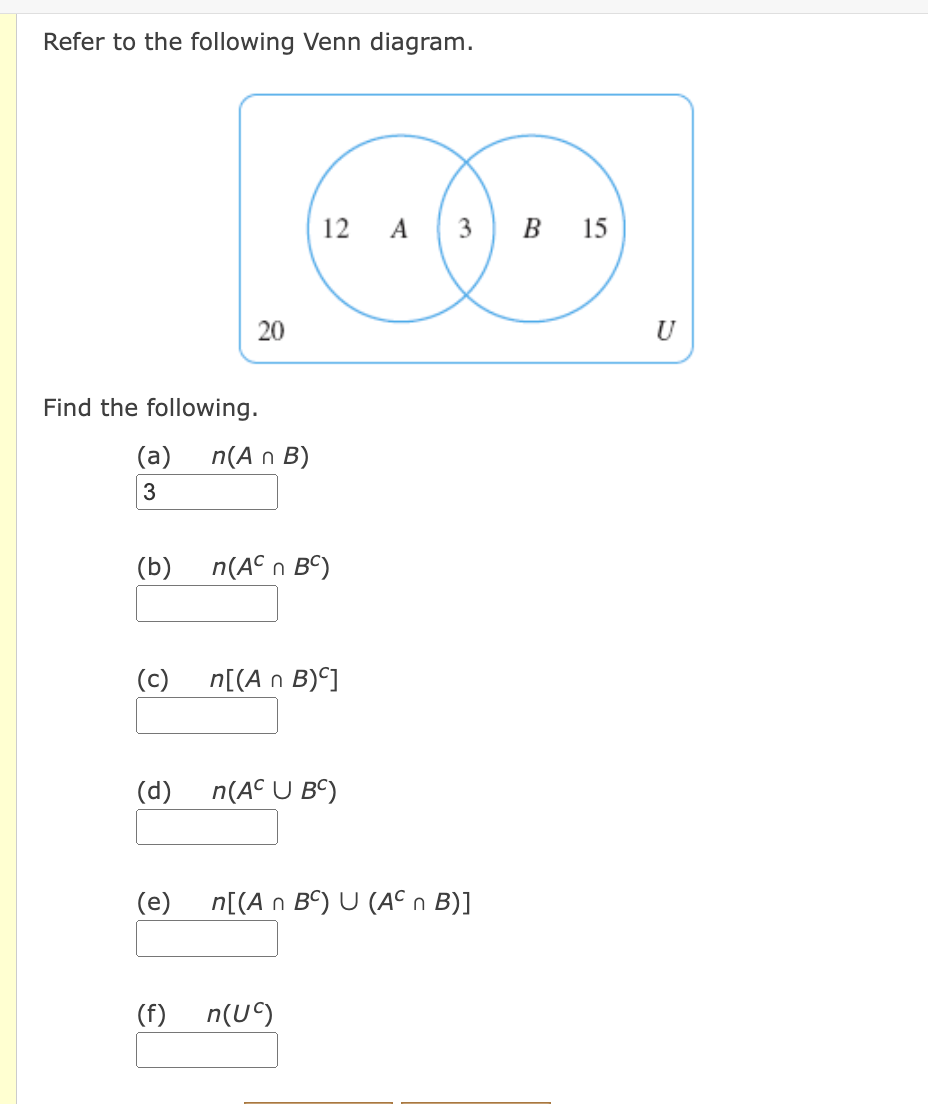 c, d, e}. If A = {1, 2, a, e} and B