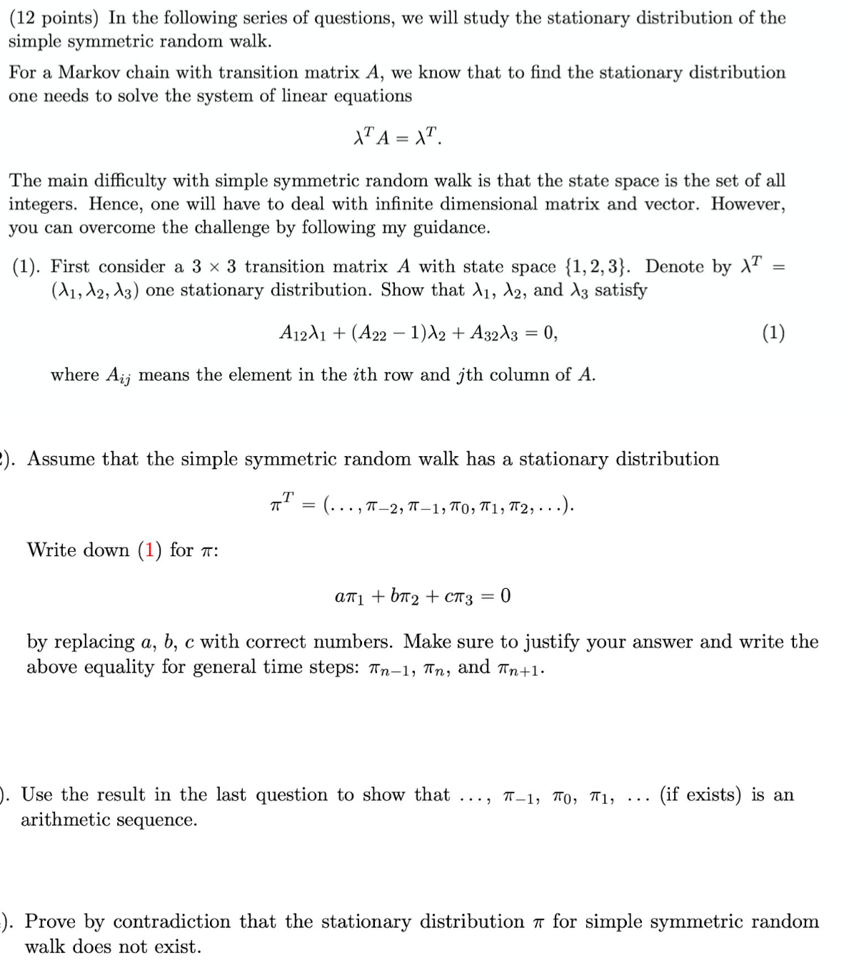 Please help on this Applied Stochastic Processesquestion (12 points) In the