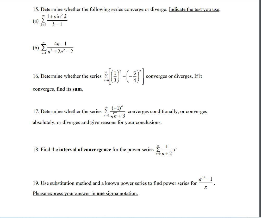 Please help me to solve all this questions. 15. Determine whether the
