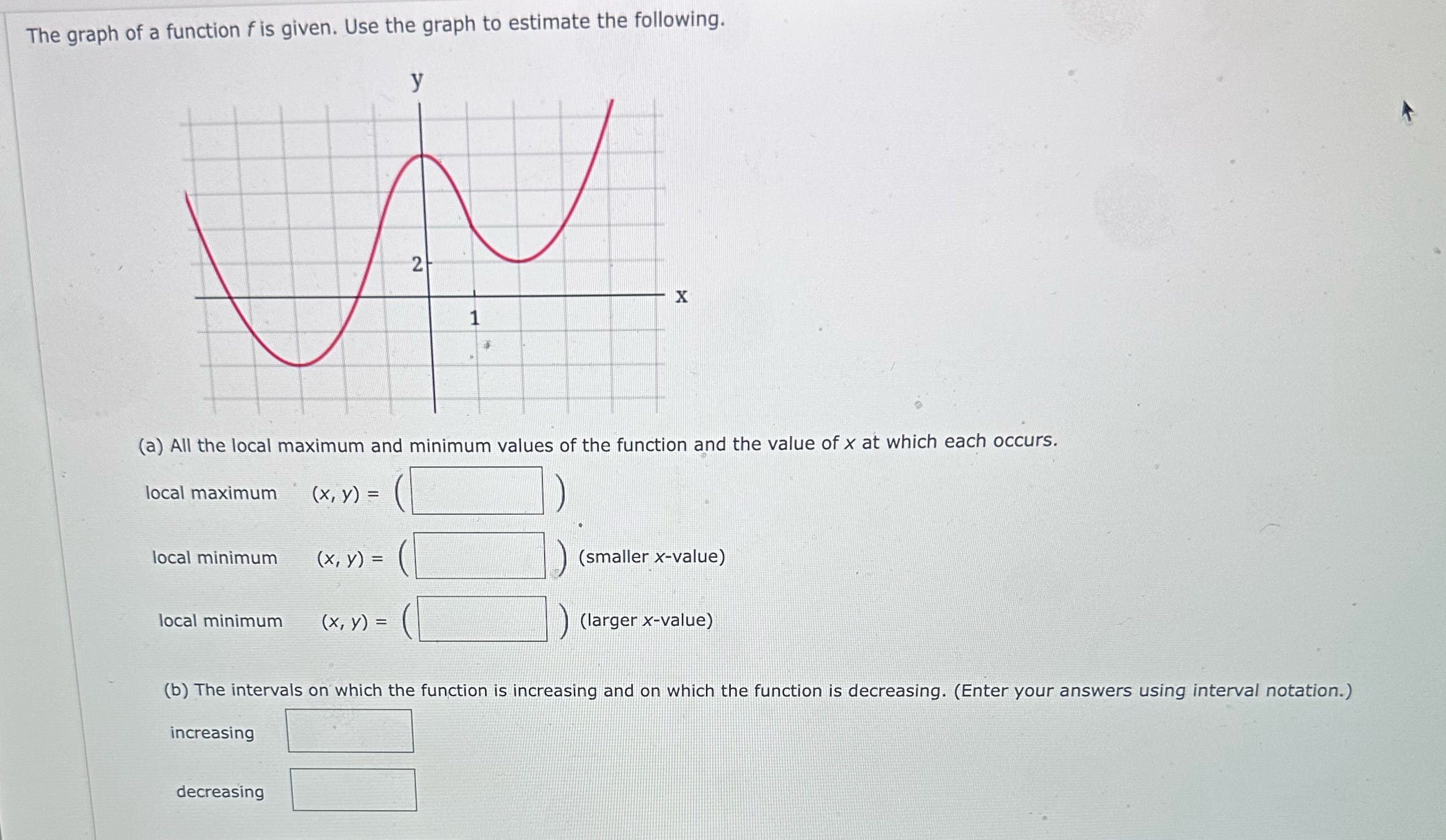  The graph of a function fis given. Use the graph to
