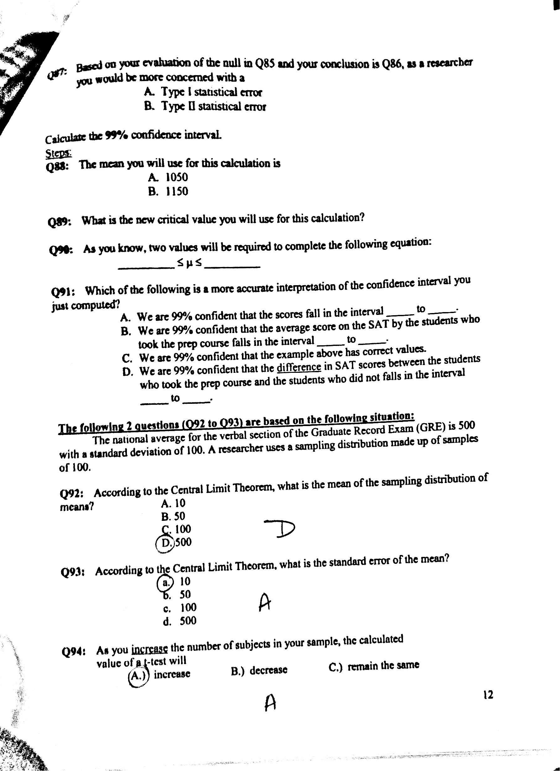 I need help with 78-91 please? 087: Based on your evaluation of