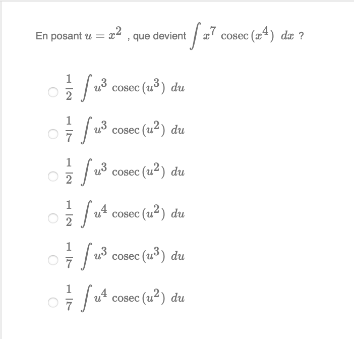 En posant u = x, que devient x cosec (a 4