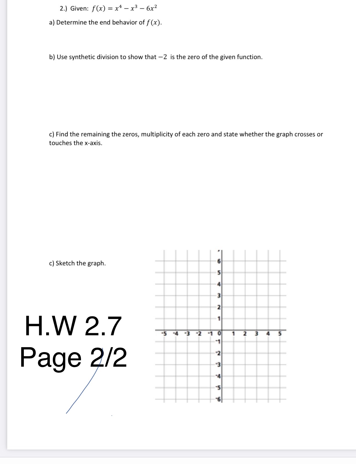 end behavior is: (b) the x-intercepts: X-intercept Multiplicity Bounce or cross? (c)