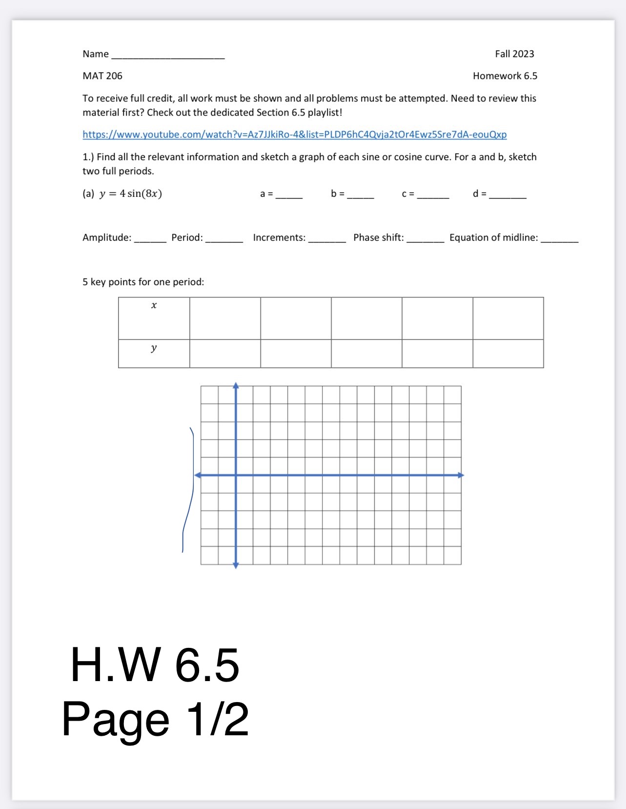 2023 MAT 206 Homework 2.7 To receive full credit, all work must