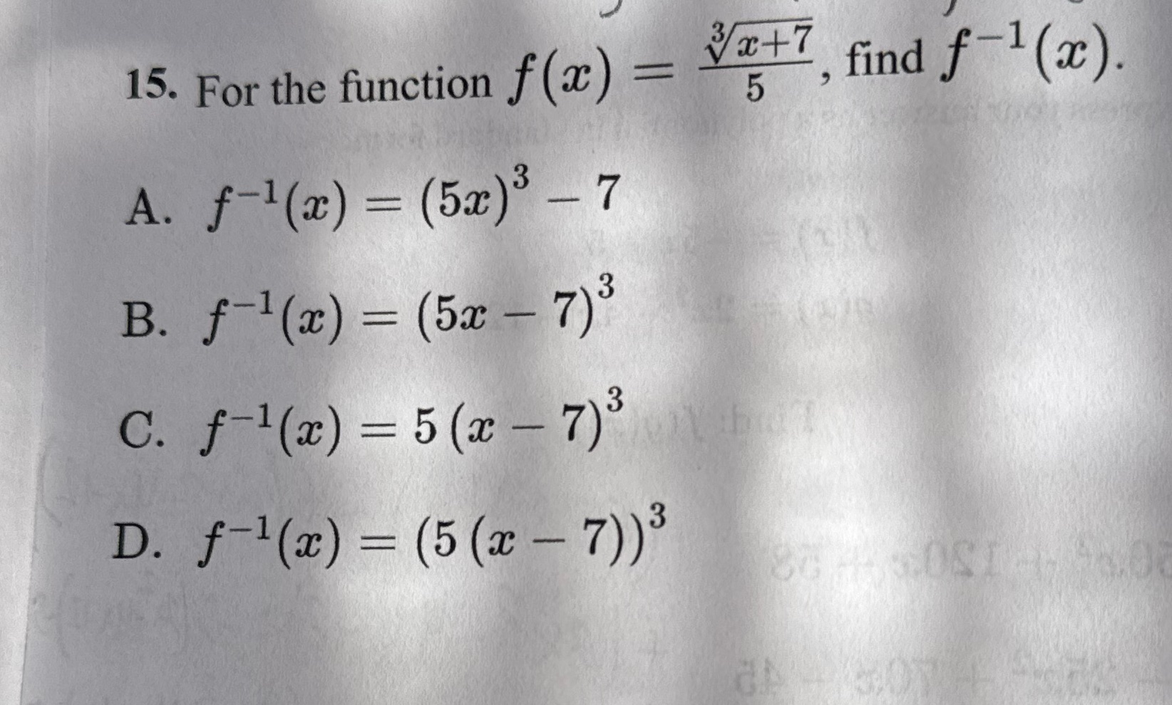  15. For the function f (x ) = 5 , find