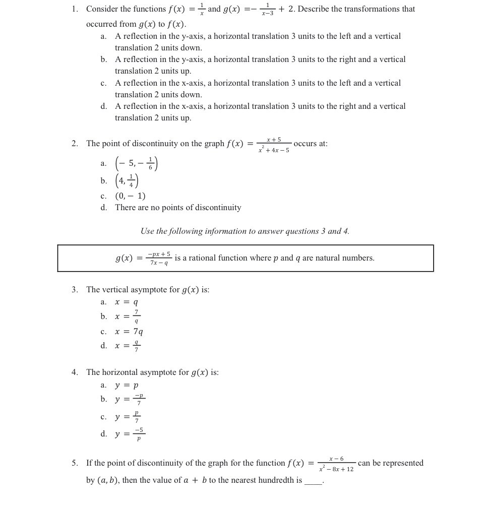 1. Consider the functions f(x) = %and glx) = + 2.