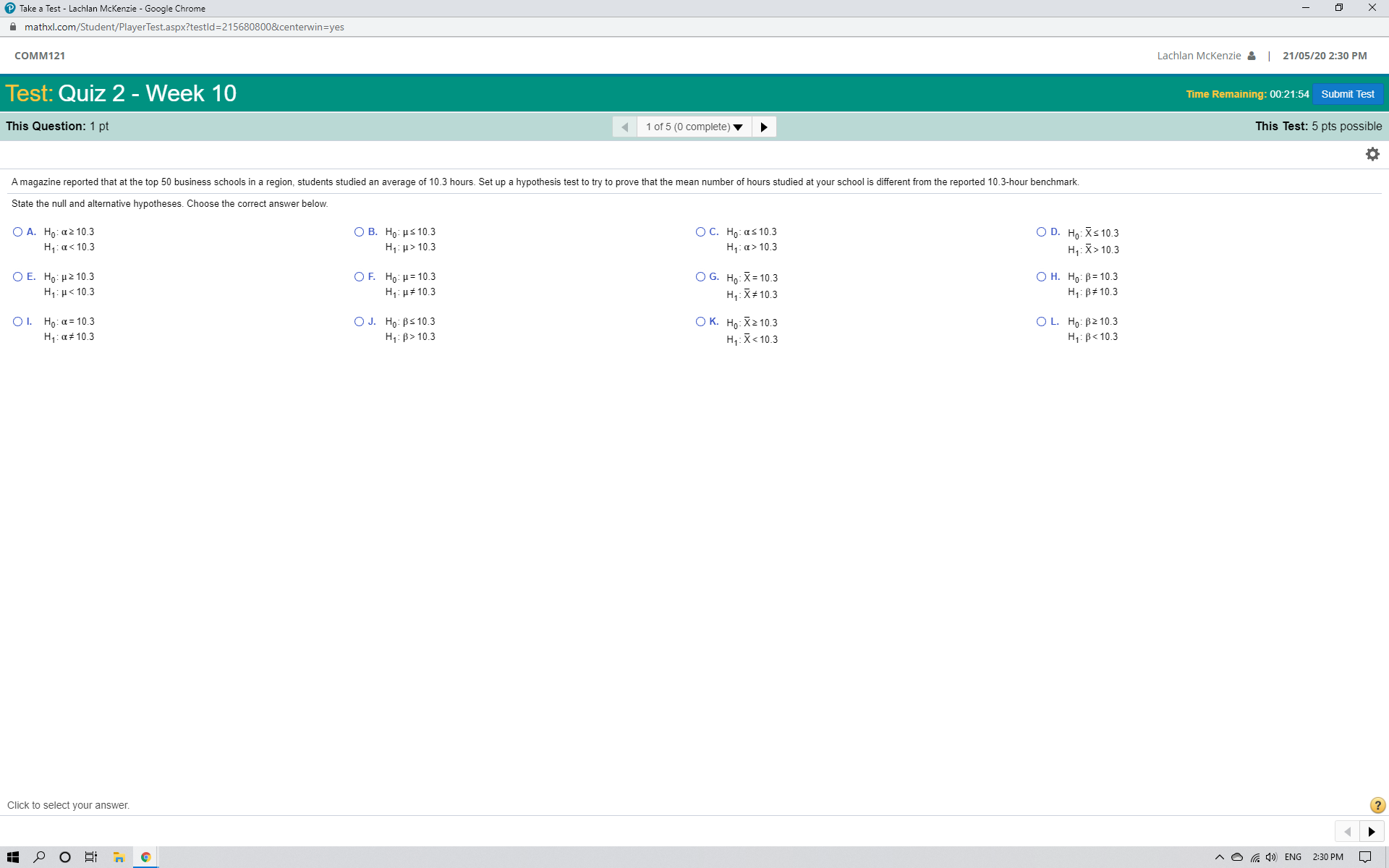working out please Take a Test - Lachlan Mckenzie - Google Chrome