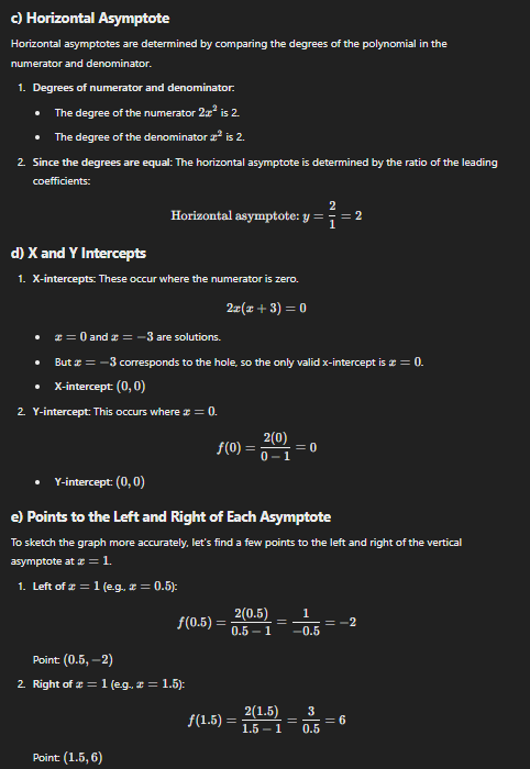 any vertical asymptotes and the coordinates of any holes. H.W 4.7 c)