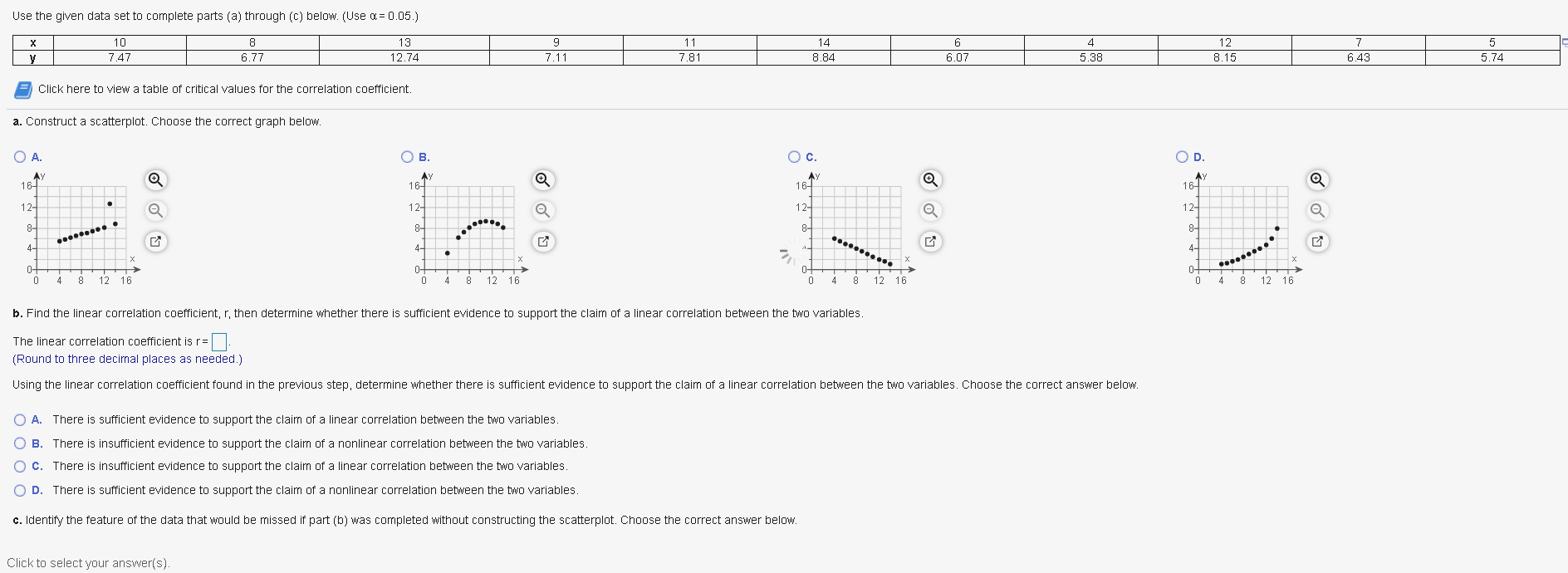  Use the given data set to complete parts (a) through (c)