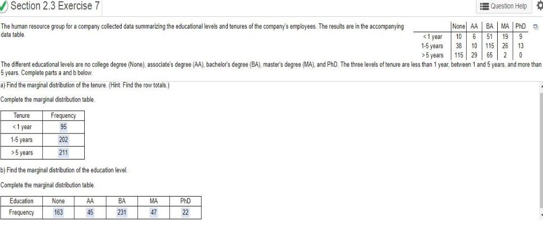 Section 2.3 Exercise 7 Question Help The human resource group for