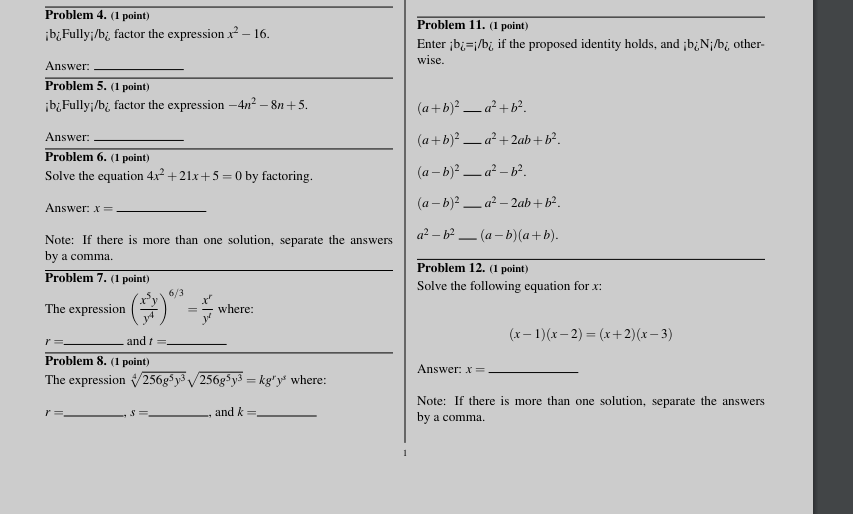 Simplify the expression and give your answer in the Match the expressions