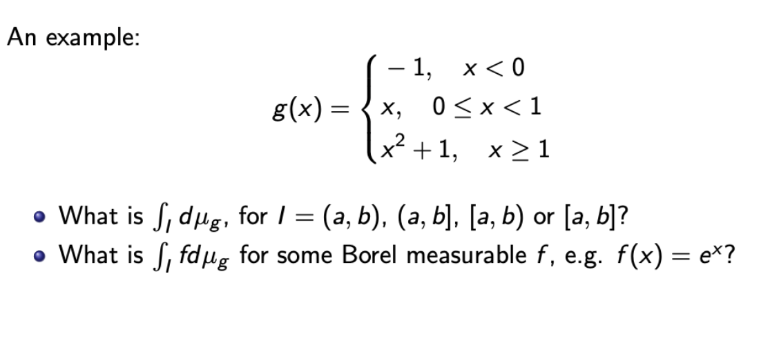 lecture note 12, using the definition of Lebesgue-Stieltjes integral, calculate: a. (-1,0.5)
