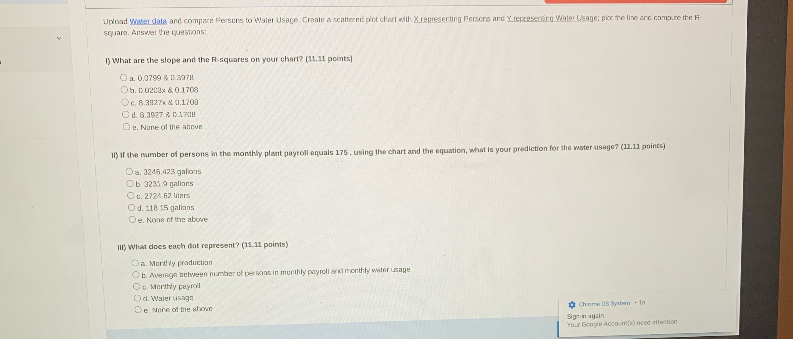  Upload Water data and compare Persons to Water Usage. Create a