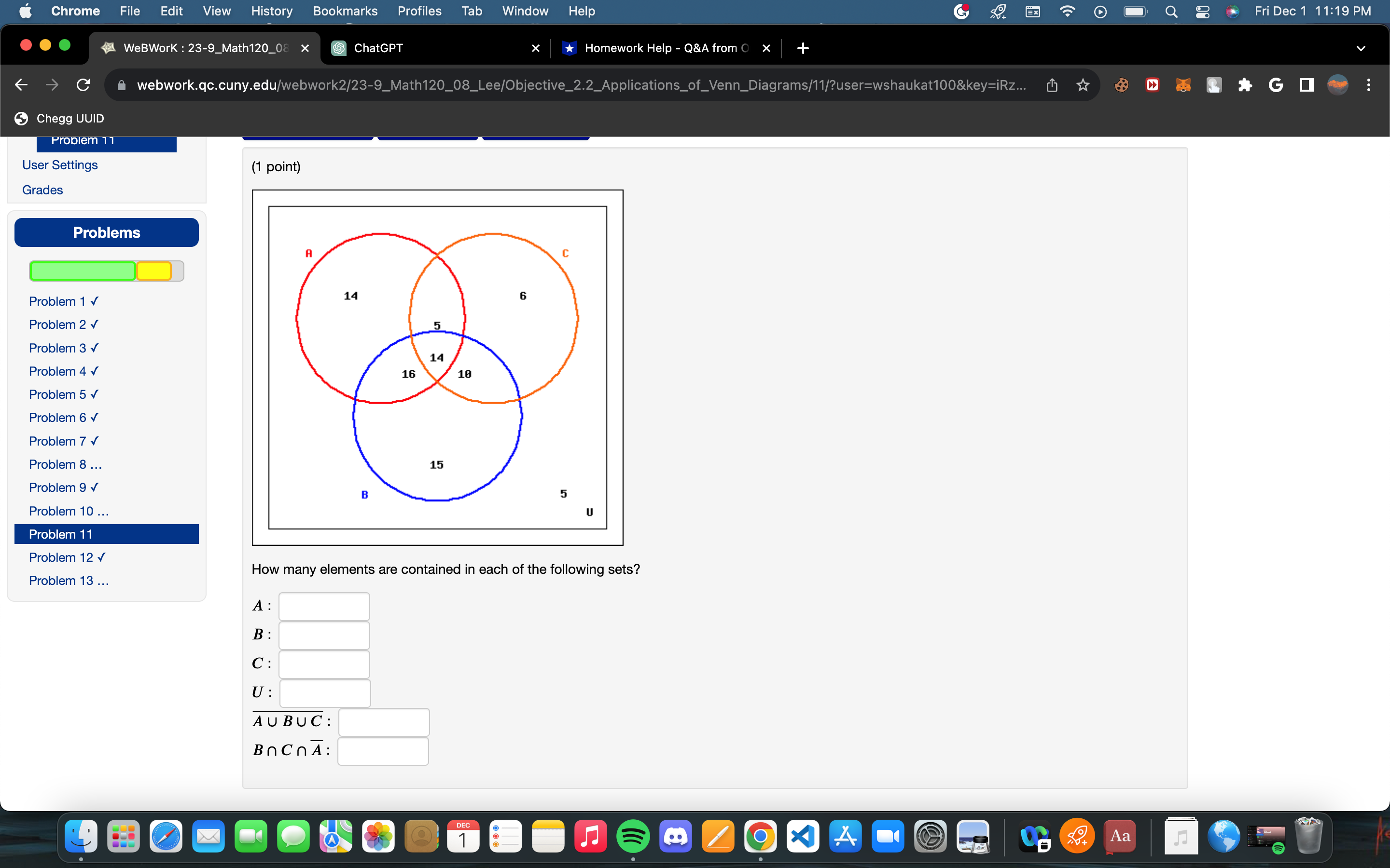 - Q&A from O + C webwork.qc.cuny.edu/webwork2/23-9_Math120_08_Lee/Objective_2.2_Applications_of_Venn_Diagrams/8/?user=wshaukat100&key=iRzw... (4 Chegg UUID User Settings