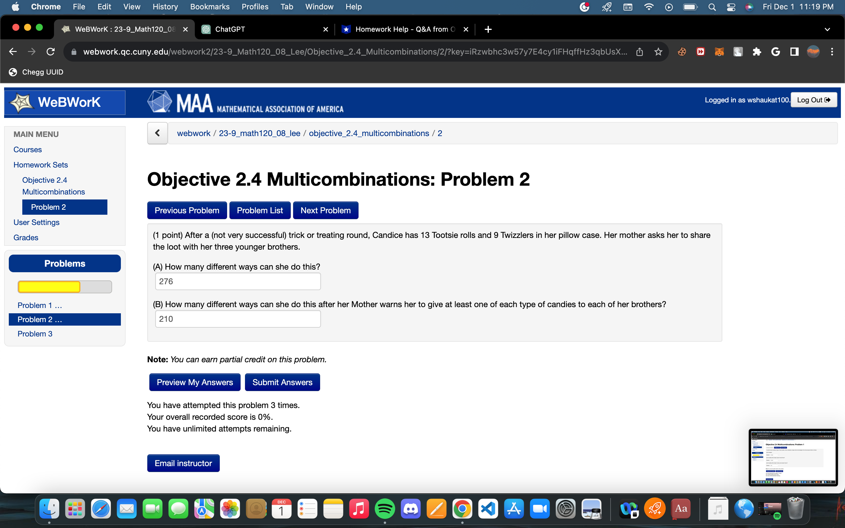 ... Note: You can earn partial credit on this problem. Preview My