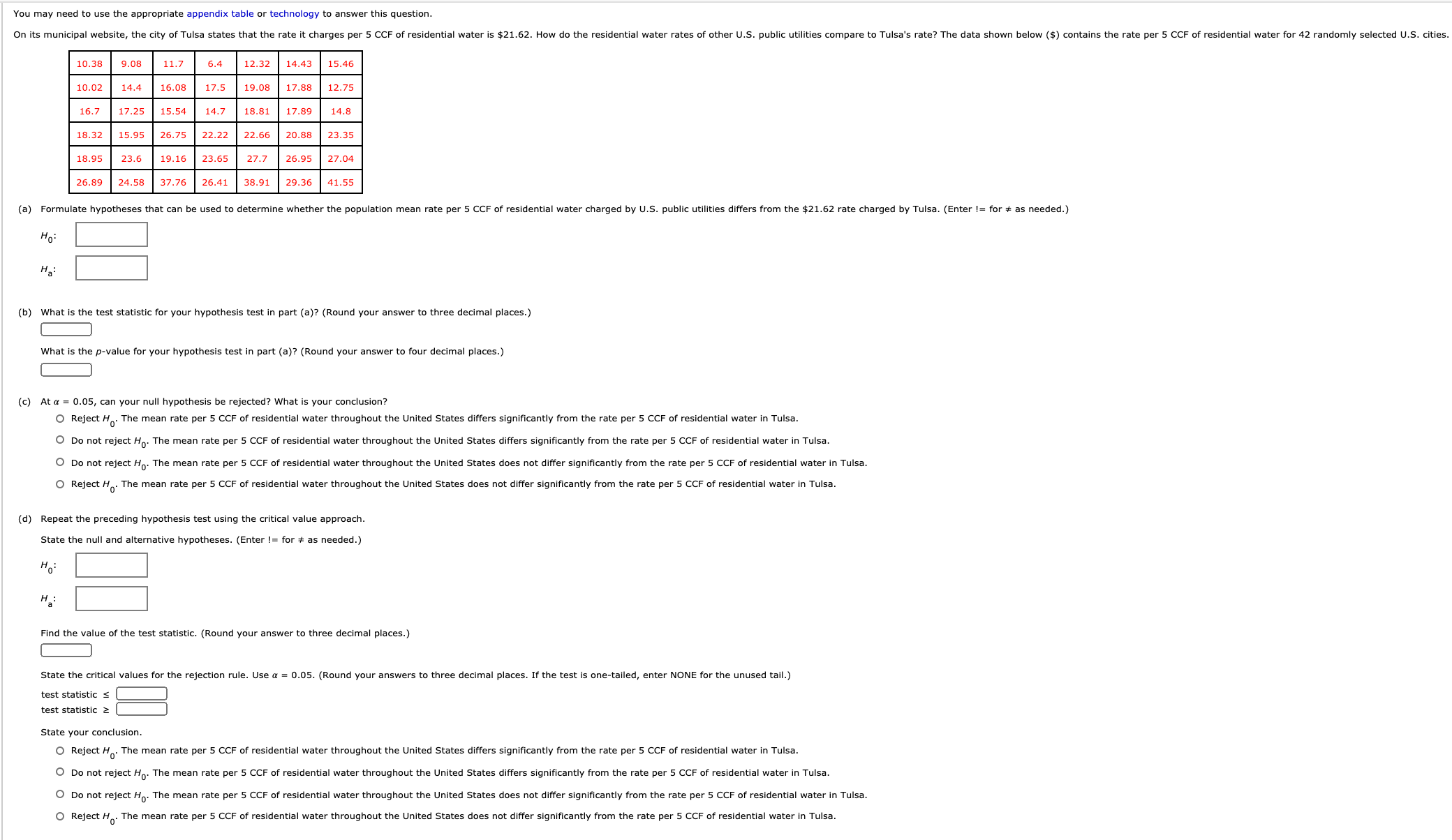 10. You may need to use the appropriate appendix table or technology