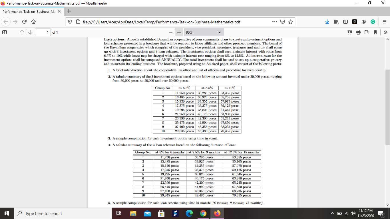 please help me solve the number 3 and 5 computation question Performance-Task-on-Business-Mathematics.pdf