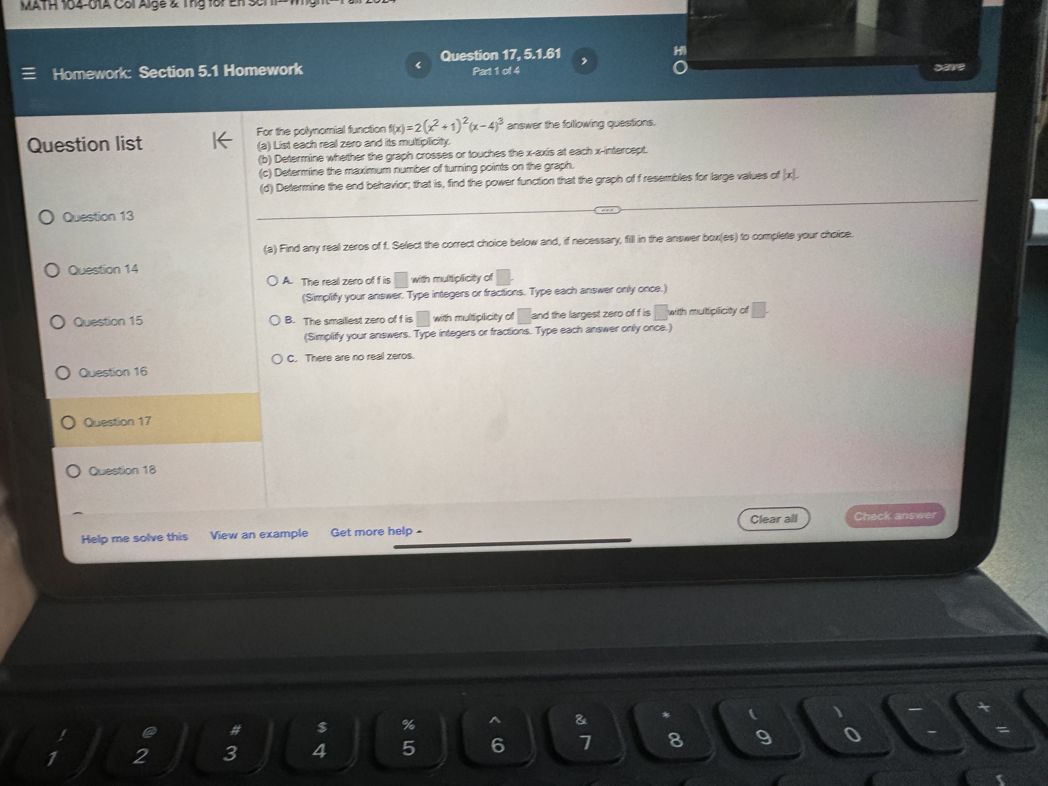 not, tell why Question list K the polynomial in standard form. Then
