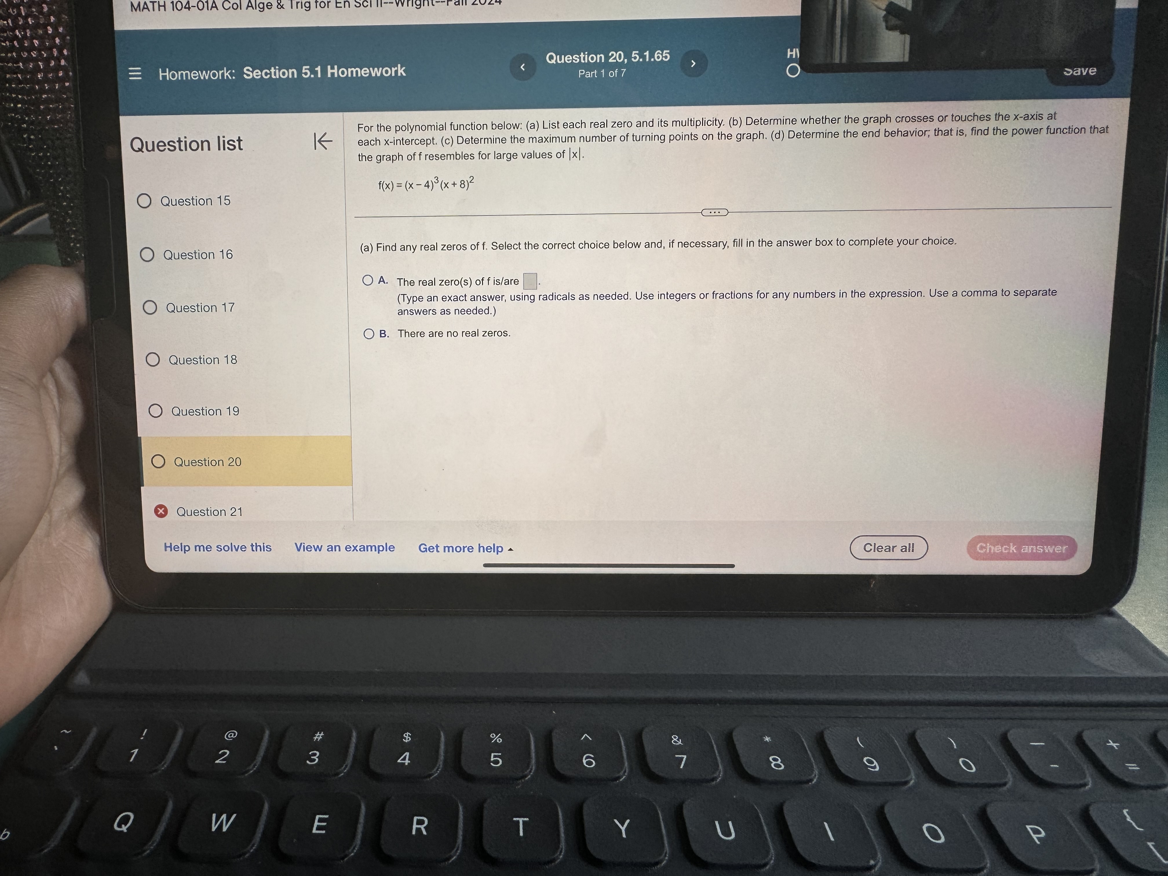 is a polynomial or not. Select the correct choice below and, if
