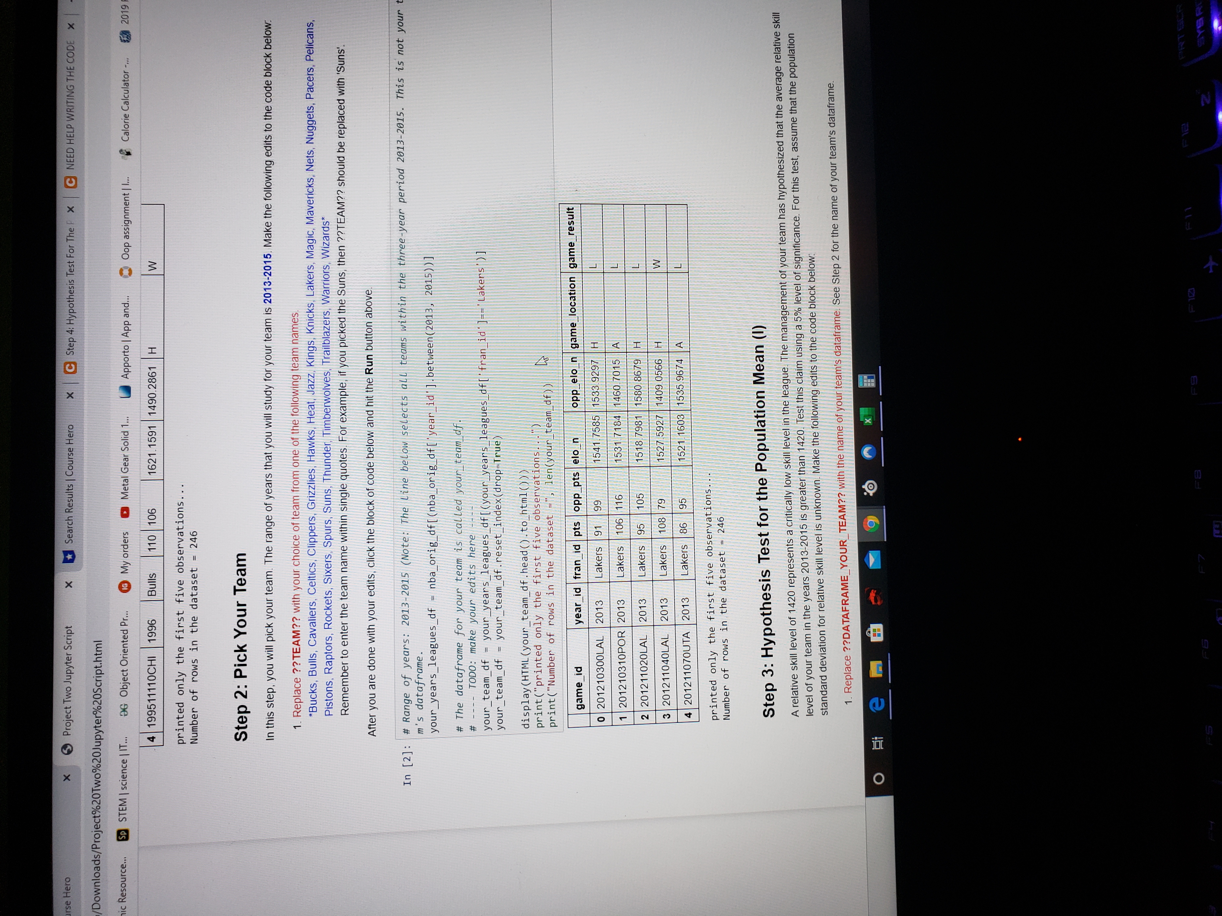 Project Two: Hypothesis Testing.You are a data analyst for a basketball team