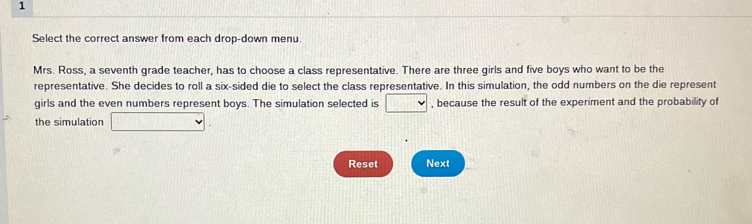  Select the correct answer from each drop-down menu. Mrs. Ross, a