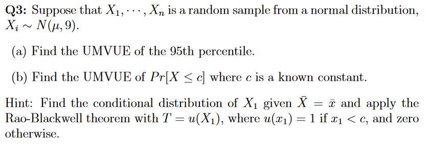  Q3: Suppose that X1, . - - , X\" is a