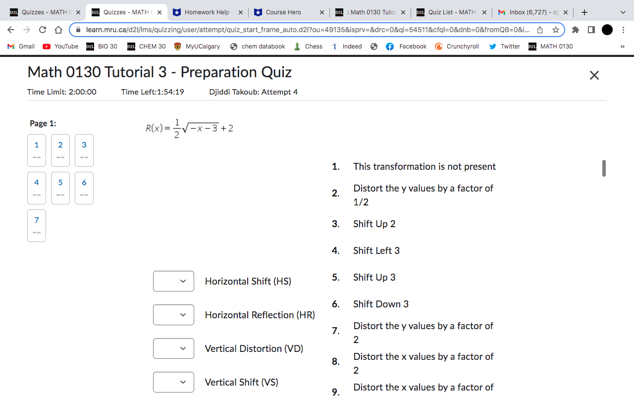 X *Homework Help - x Course Hero X D2L : Math 0130