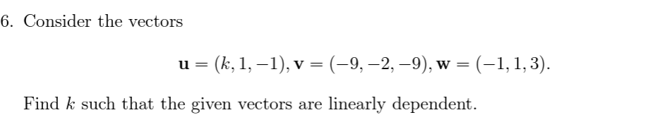 6. Consider the vectors u = Us: 11 1).'V = (9,