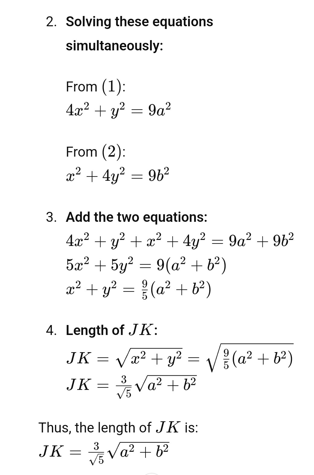 length of JK in terms of a and b N MGiven: .