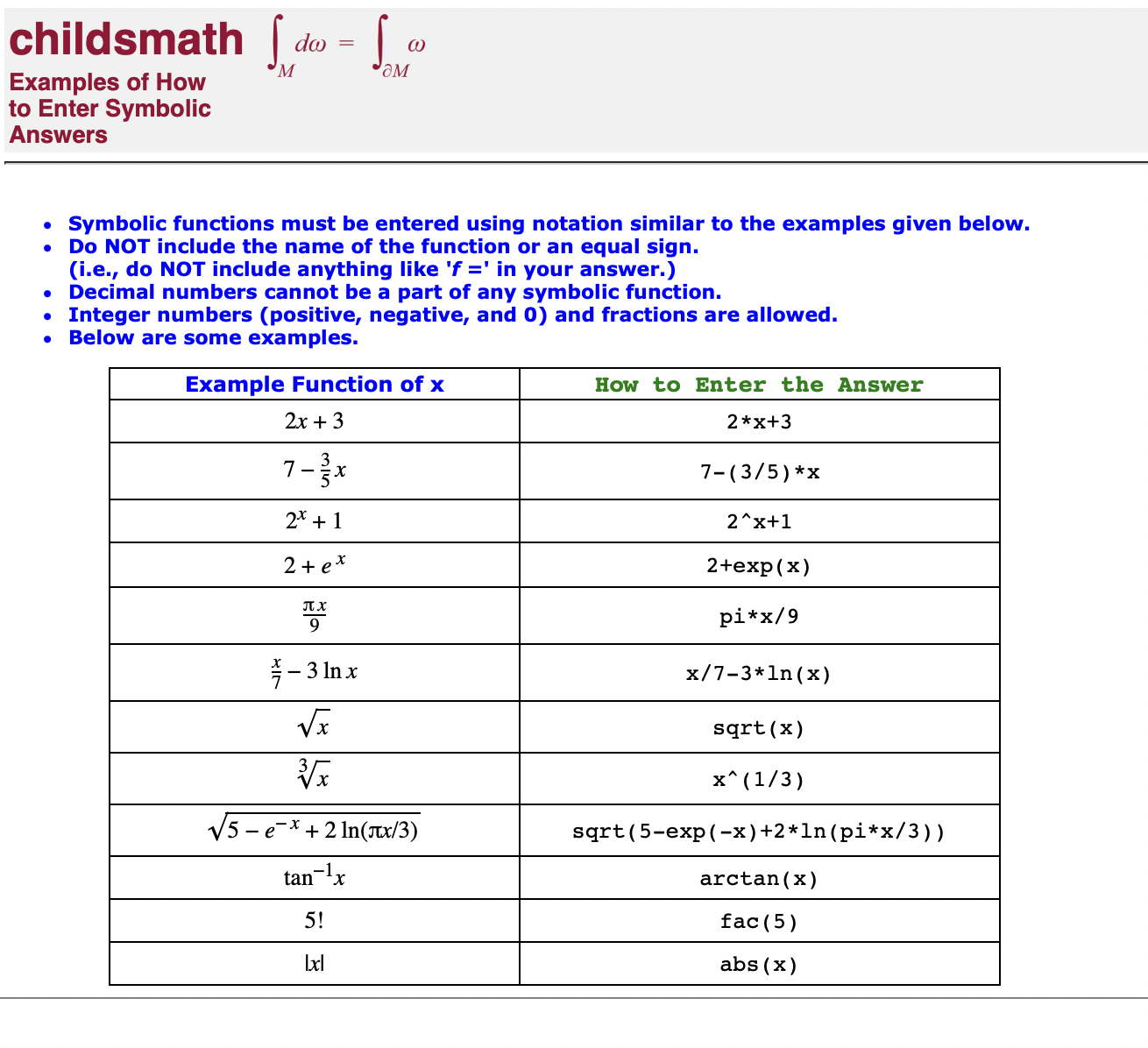 #3: function of x, as in these Do not include '+ C