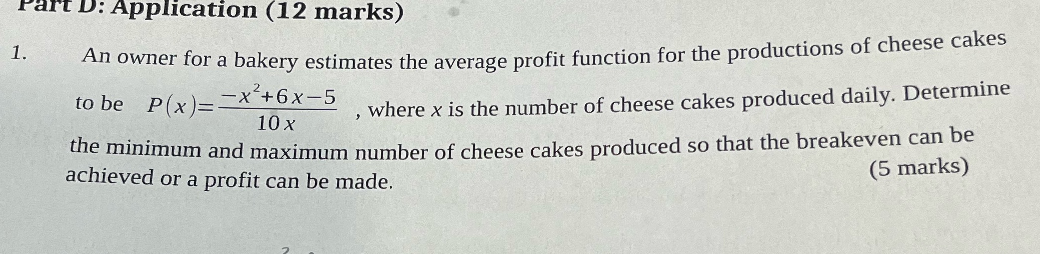 Plz answer quickly Part D: Application (12 marks) 1. An owner for