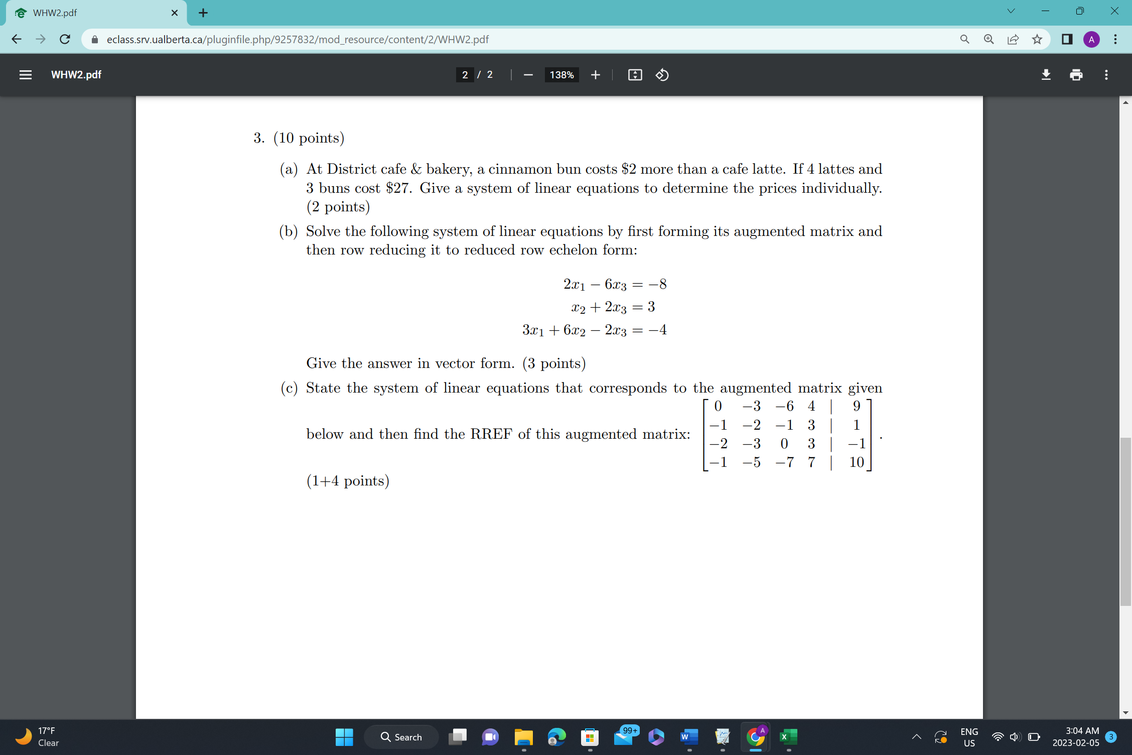  e WHW2.pdf X + X F -> C eclass.srv.ualberta.ca/pluginfile.php/9257832/mod_resource/content/2/WHW2.pdf Q Q