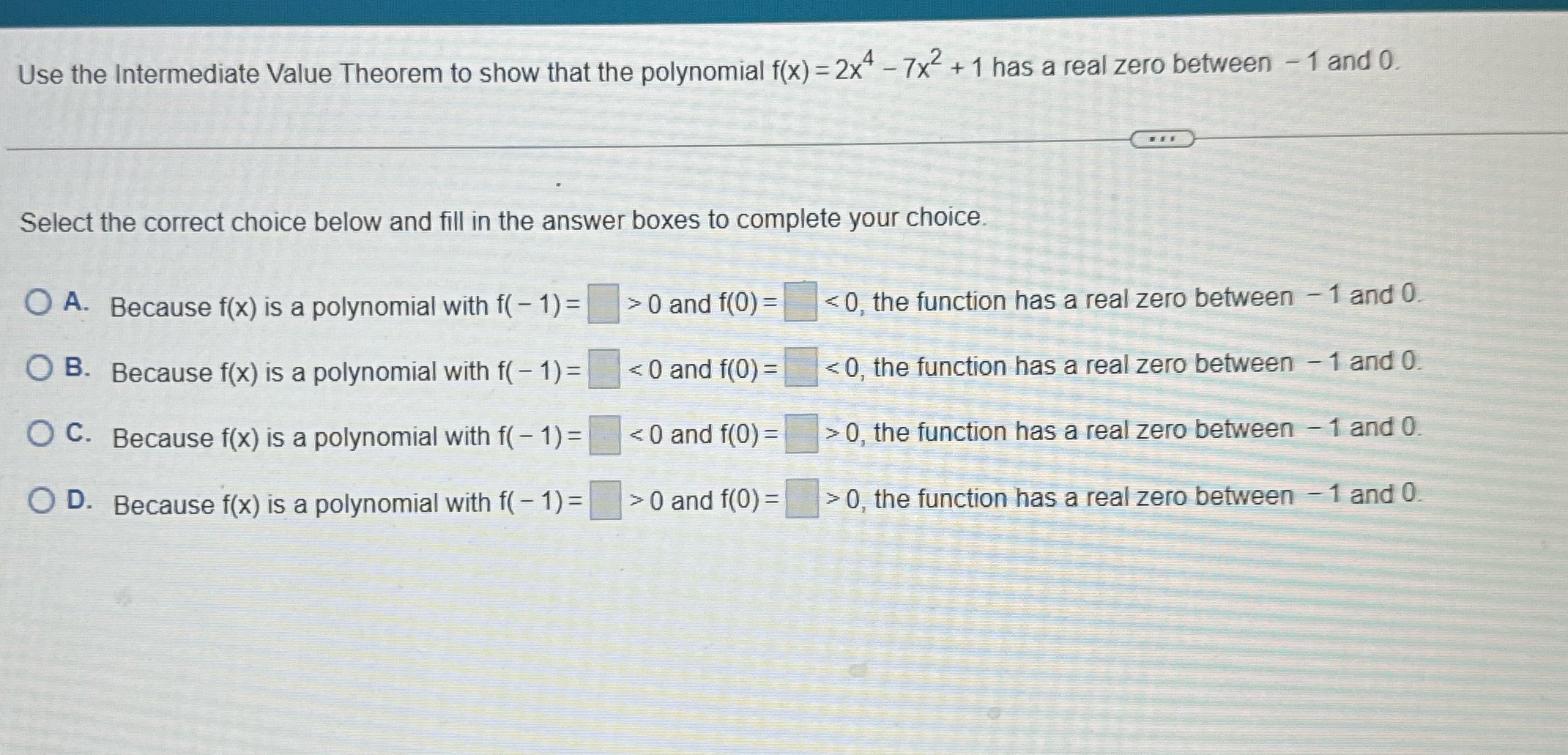 Use the Intermediate Value Theorem to show that the polynomial f(x)