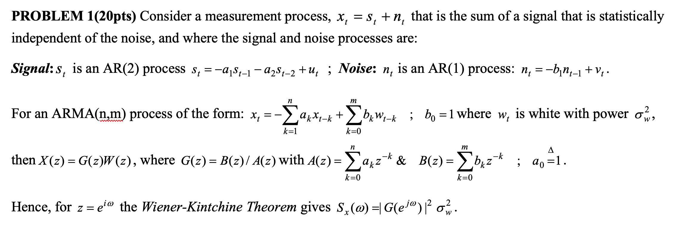 Using the given information, please help me solve the following: PROBLEM 1(20pts)