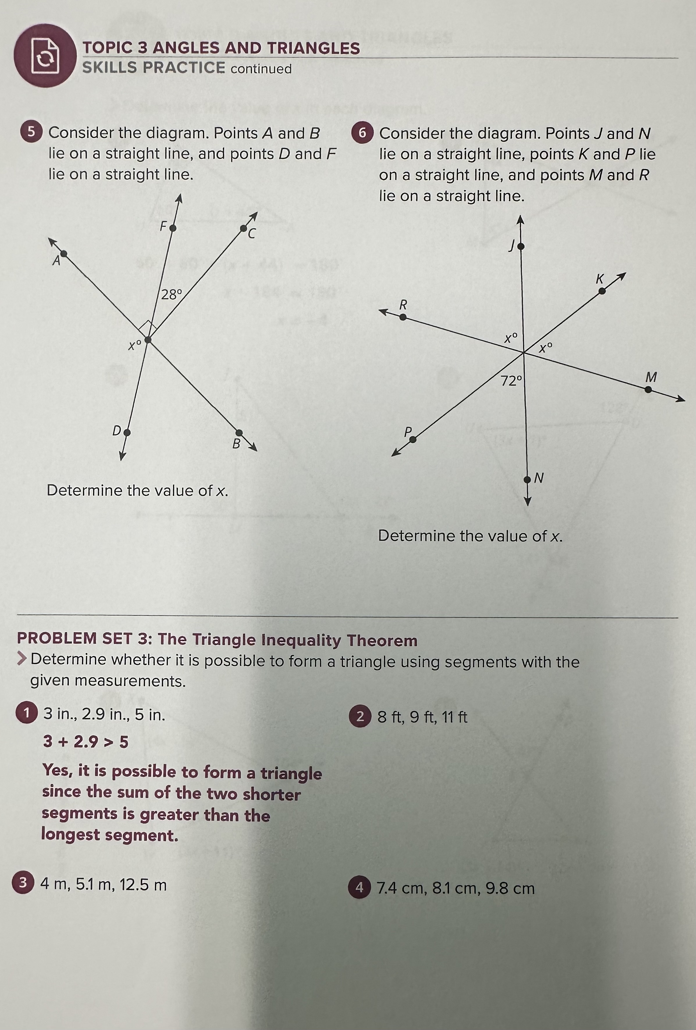Solving for Unknown Angles 2 Determine each unknown measure. 0 Consider the
