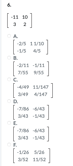 A. -1/73 7/73 9/73 10/73 O B. 1/4 1/4 1/2 1/6 O