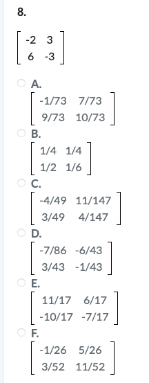 E. 11/17 6/17 -10/17 -7/17 OF. -1/26 5/26 3/52 11/52\f\f