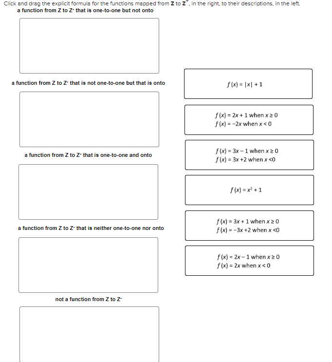 Click and drag the explicit formula for the functions mapped from