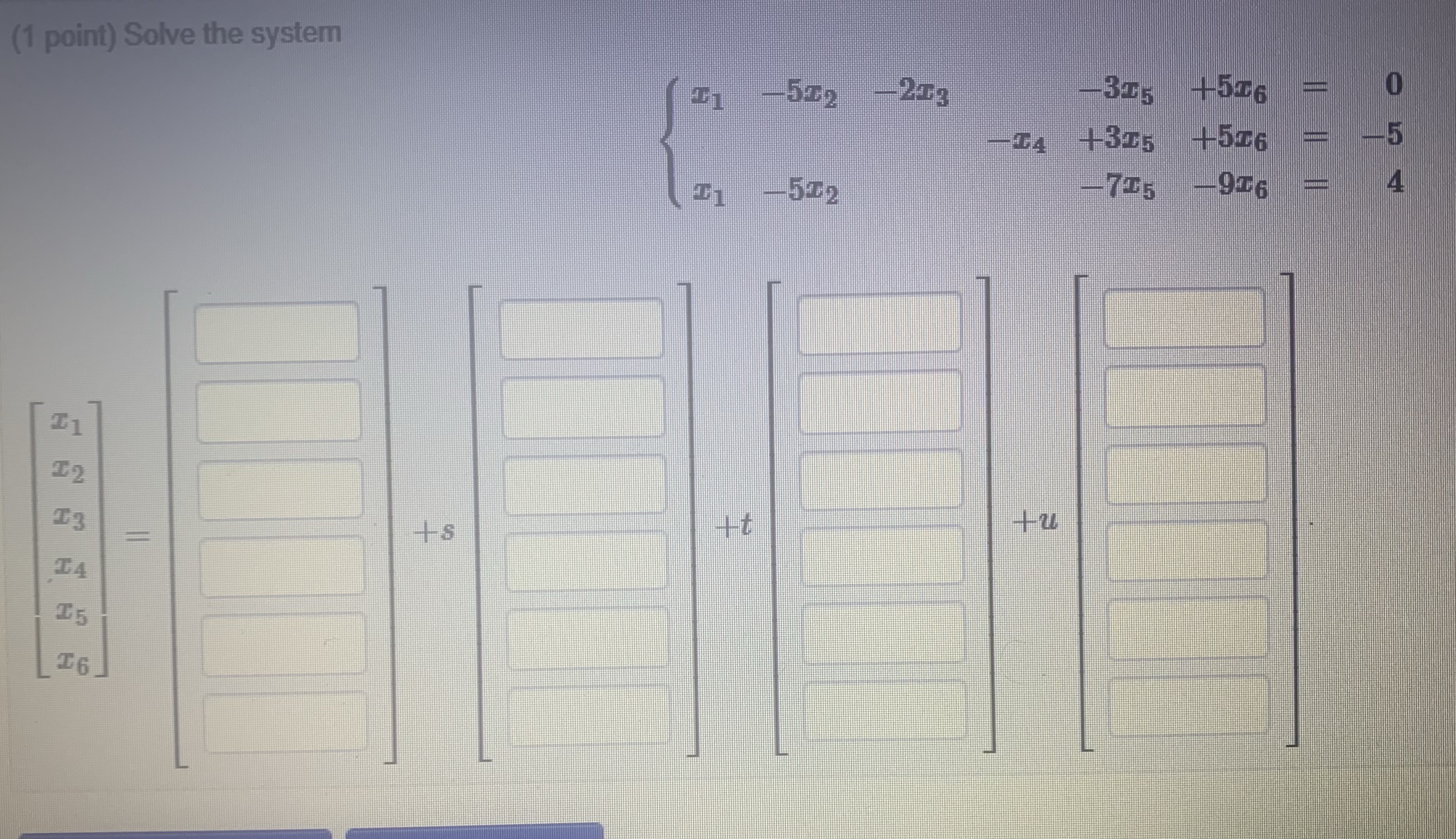 Please help me answer the following question about linear algebra (1 point)