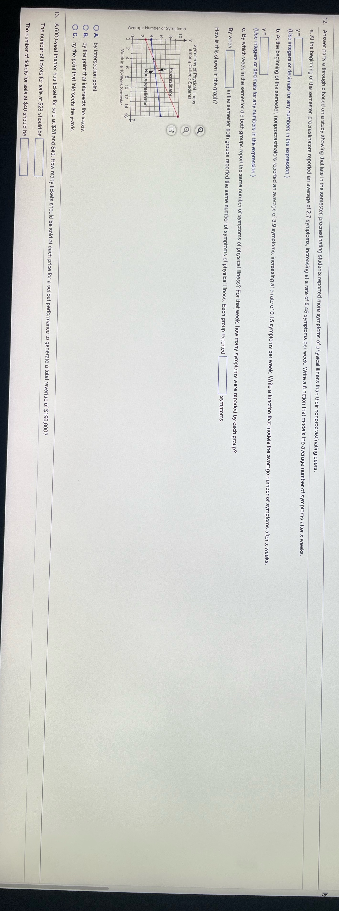  12. Answer parts a through c based on a study showing
