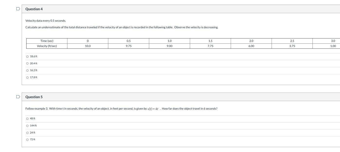 of the total distance traveled if the velocity of an object is