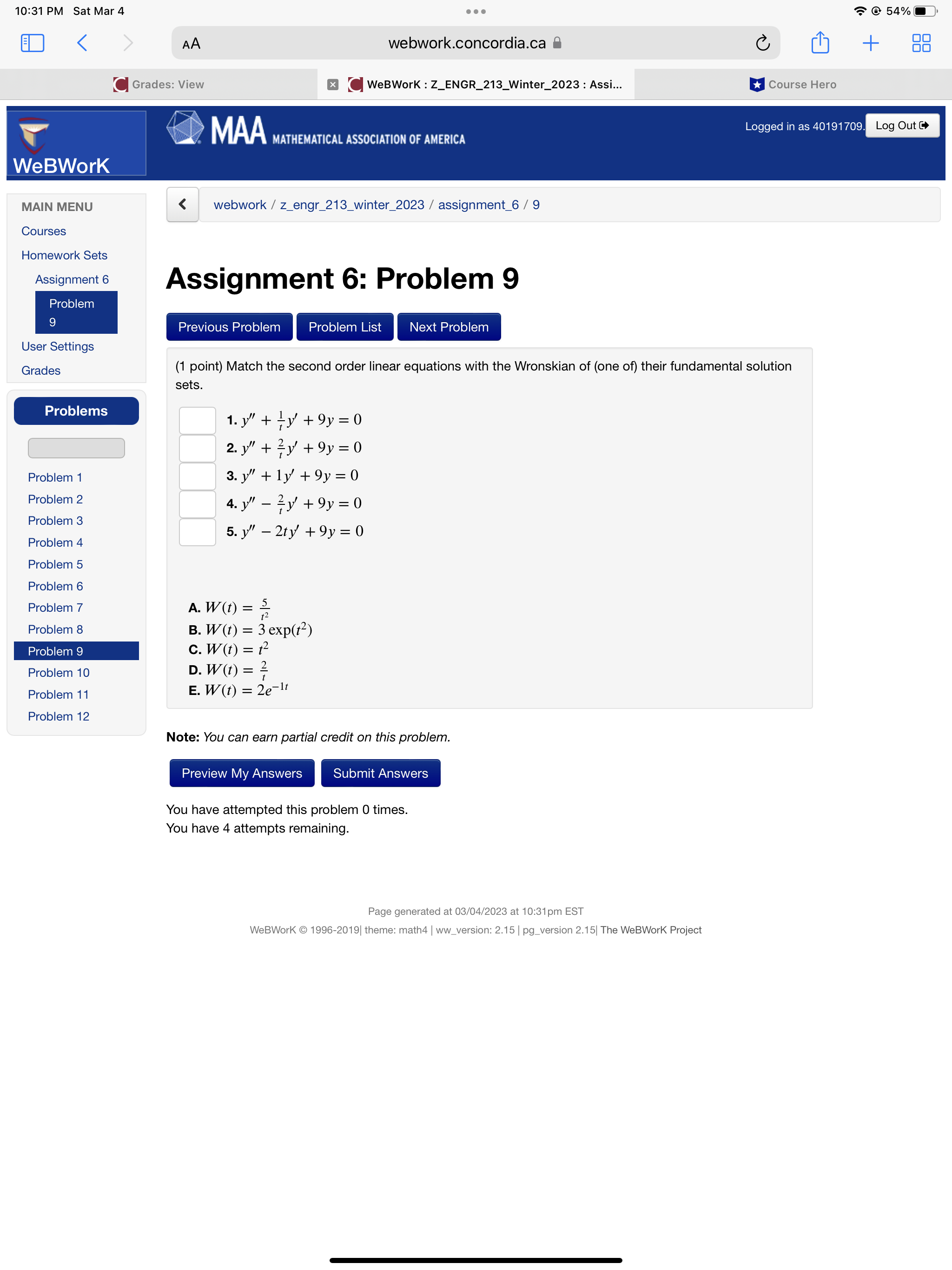 10:31 PM Sat Mar 4 . . . @54%