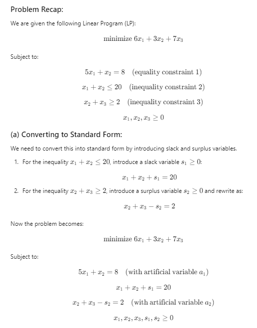 Q4: Full Simplex Algorithm Consider the following LP. use the full Simplex
