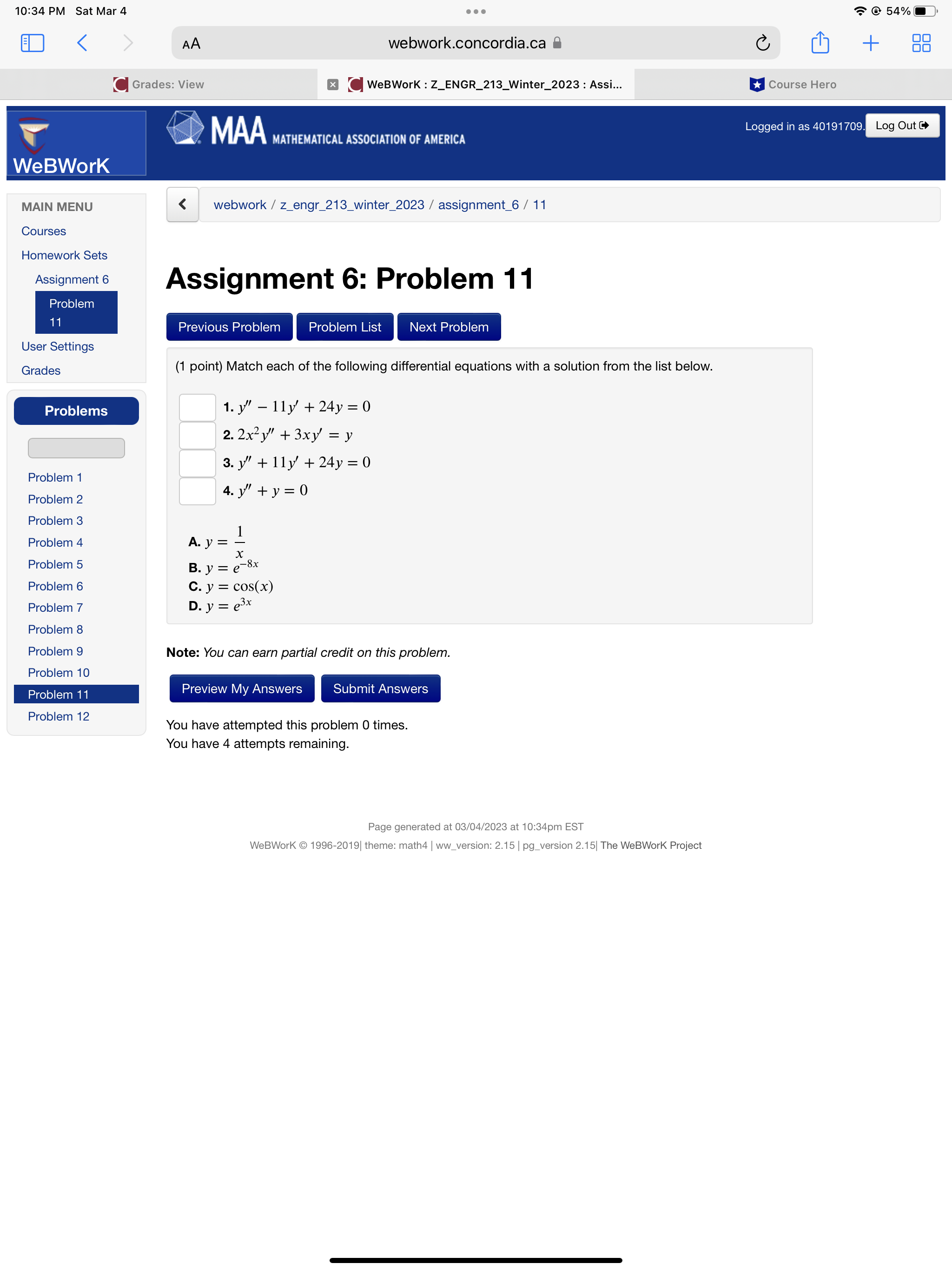  10:34 PM Sat Mar 4 . . . @54%