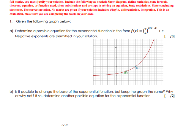  full marks, you must justify your solution. Include the following as
