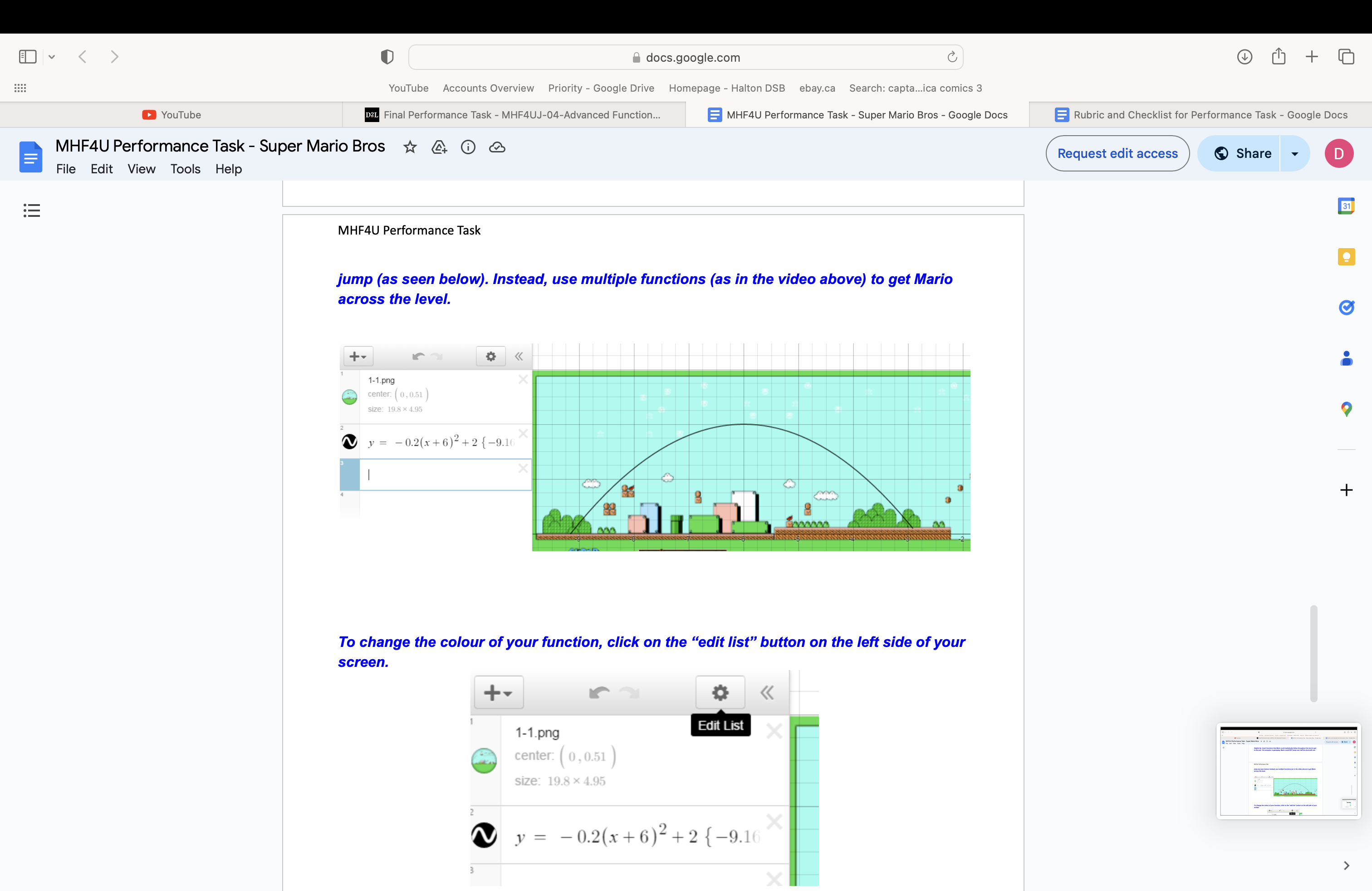 View Tools Help MHF4U Performance Task 31 Help Super Mario! Super Mario