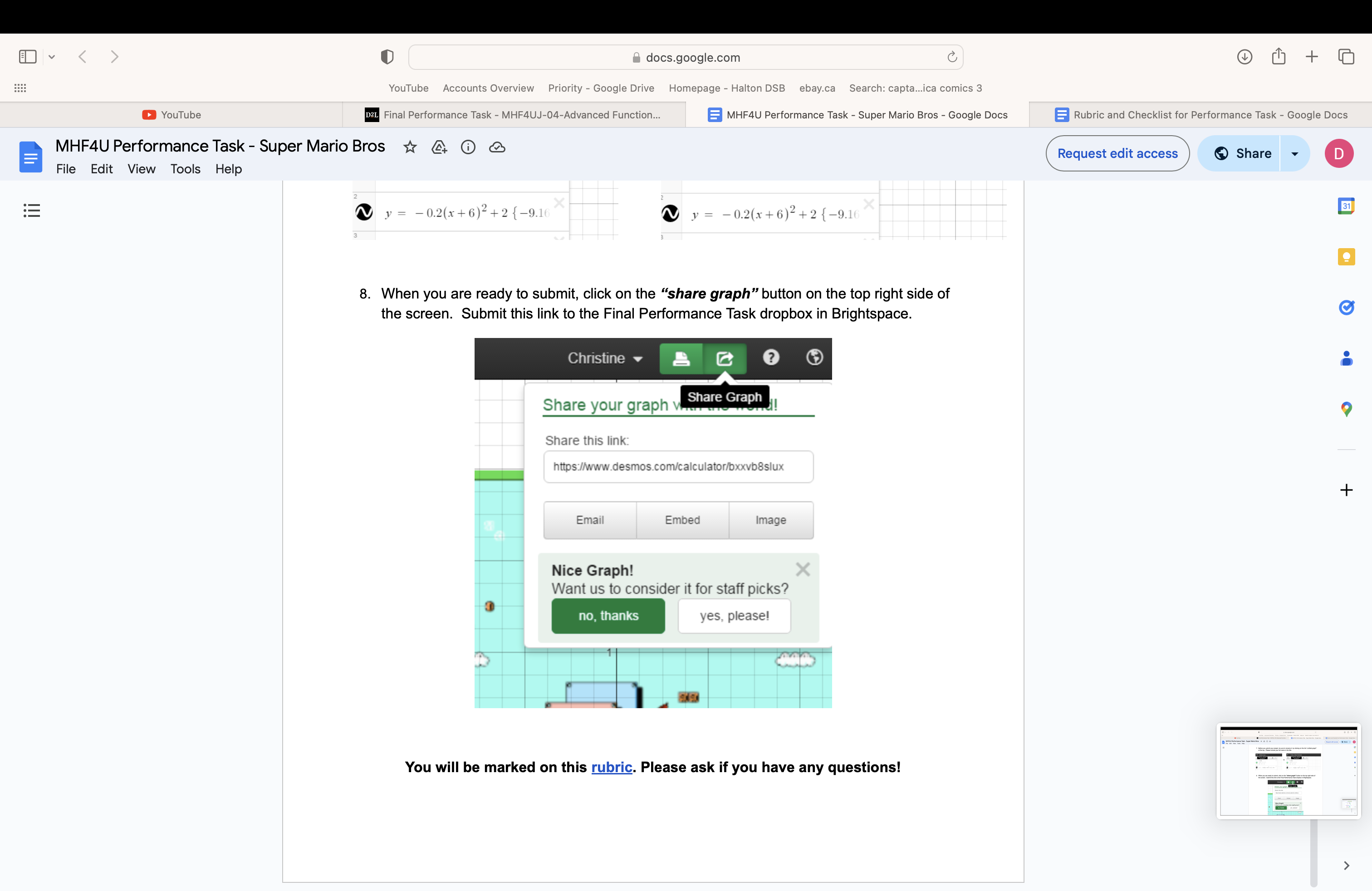 Desmos that act as a guide for Mario. Watch this video (from